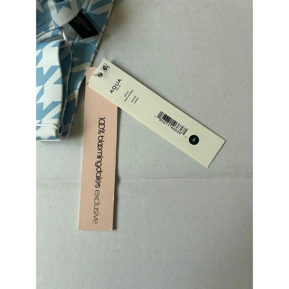 Aqua Swim Bikini Swimsuit Top Blue & White size Medium Houndstooth print NWT - Picture 3 of 5